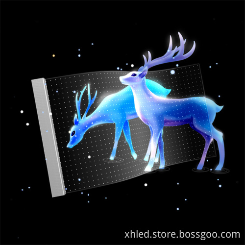 High-Definition LED Transparent Screen with Color Animations and Text